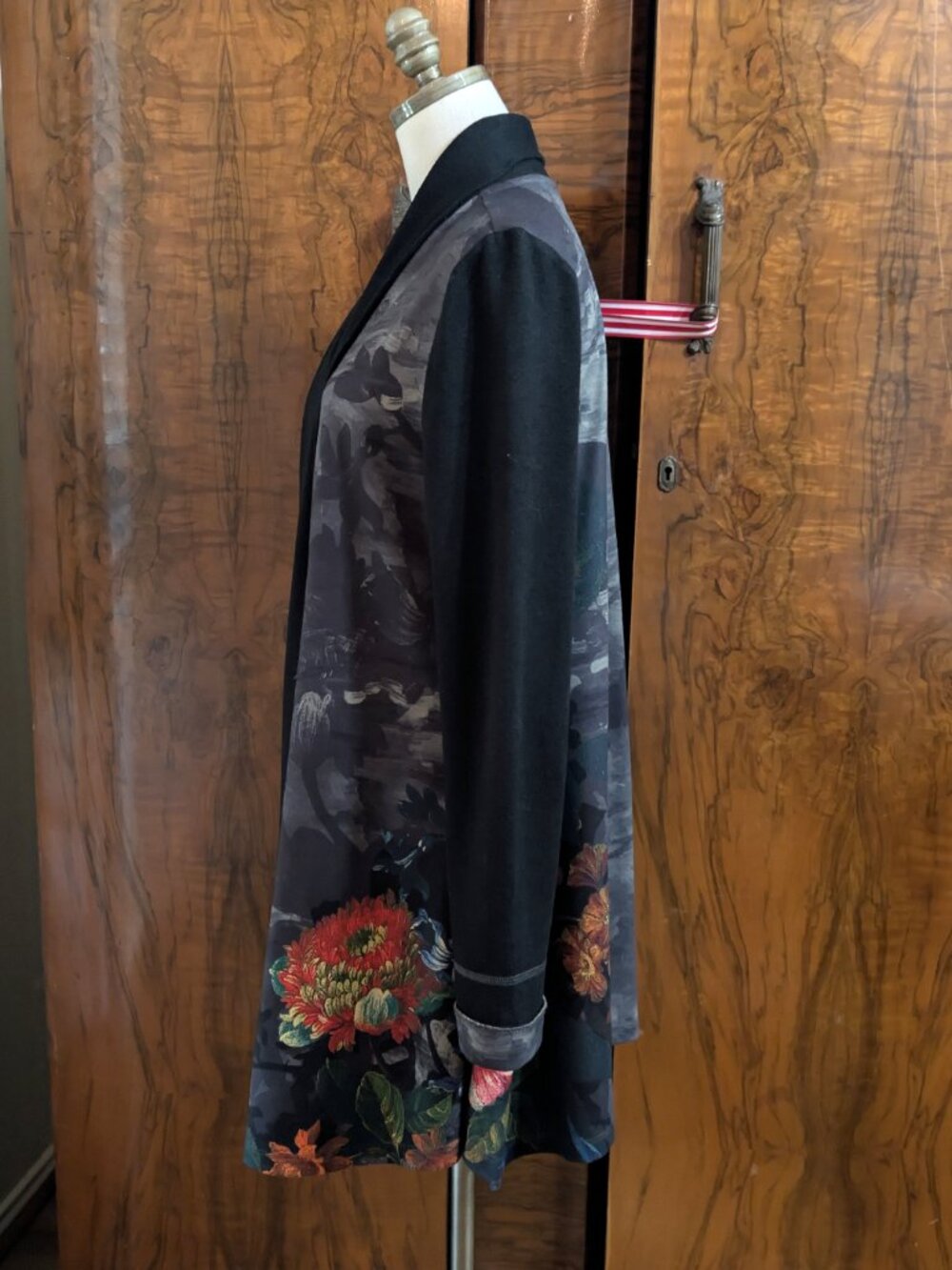 Soft Surroundings Open Front Floral Draped Cardigan Kimono Jacket L Boho - Picture 6 of 9